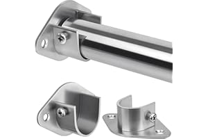 VANLONPRO Closet Rod, 17 to 76 Inch Heavy Duty Adjustable Metal Clothing Rack for Hanging Clothes, Closet Poles for Wardrobes, Laundry, Durable Steel, Silver