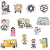 CHEFAN Pre Cut Felt Piece, Felt Board Story Pieces, Wheels on School Bus, Flannel Board Story Pieces for Preschool Toddlers