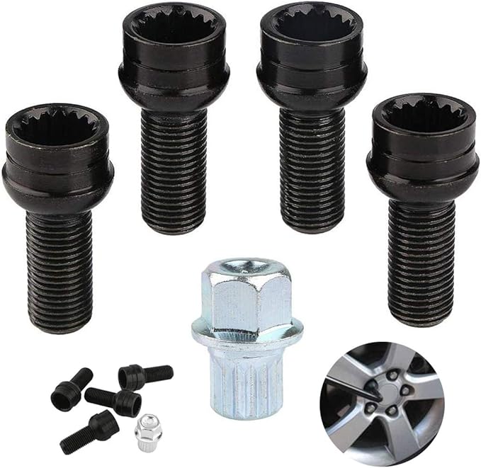 5pcs/Set 14mm M14 Wheel Bolt & Lock Lug Nut Fit for VW Golf Jetta