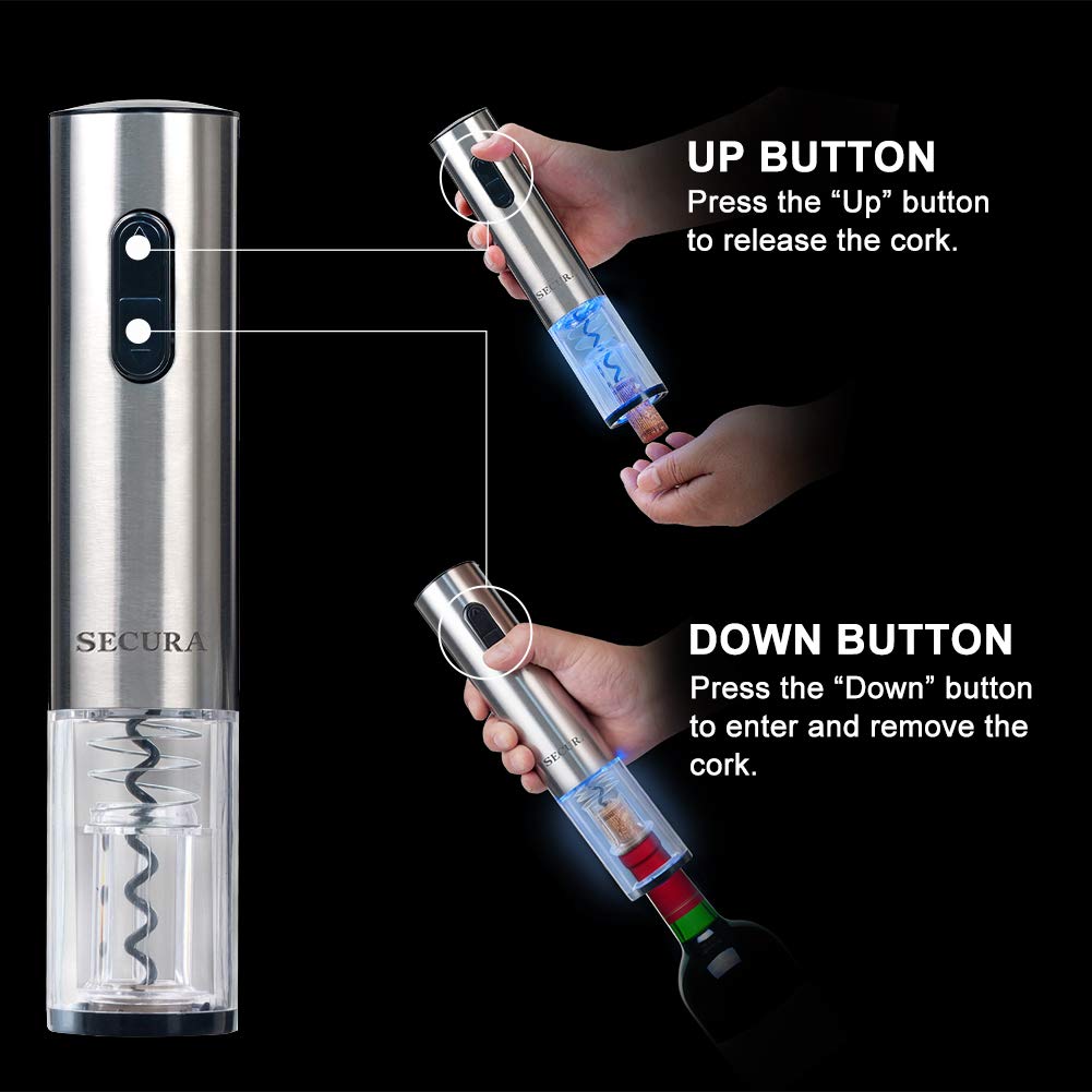 Secura Stainless Steel Electric Wine Opener Foil Cutter (Stainless Steel) by Secura