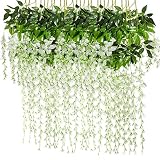 BJH 12 Pack 3.6 Feet/Piece Artificial Fake Wisteria Vine Ratta Hanging Garland Silk Flowers String Home Party Wedding Décor