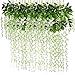 BJH 12 Pack 3.6 Feet/Piece Artificial Fake Wisteria Vine Ratta Hanging Garland Silk Flowers String Home Party Wedding Décor (White)