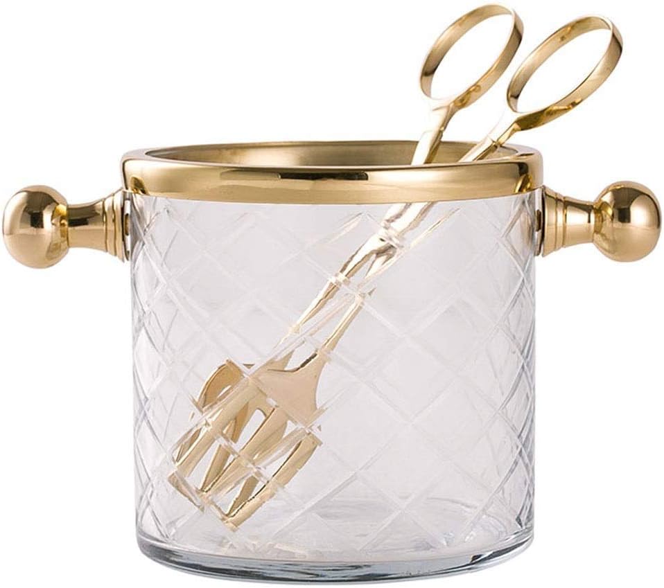 Jueven Handmade Brass Glass Ice Bucket With Ice Clip, Table Banquet Luxury Champagne Wine Bottle Wine