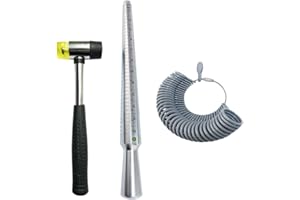 NIUPIKA Ring Sizer Set Metal Measuring Tool Ring Mandrel Finger Sizing Gauge Set US Size Jewelry Measurement Tools with Jewelers Rubber Hammer
