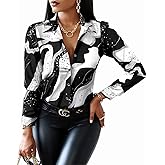 Buchona Blouses for Women Button Down Fashion Business Casual Long Sleeve Dressy Shirts Sexy Tops
