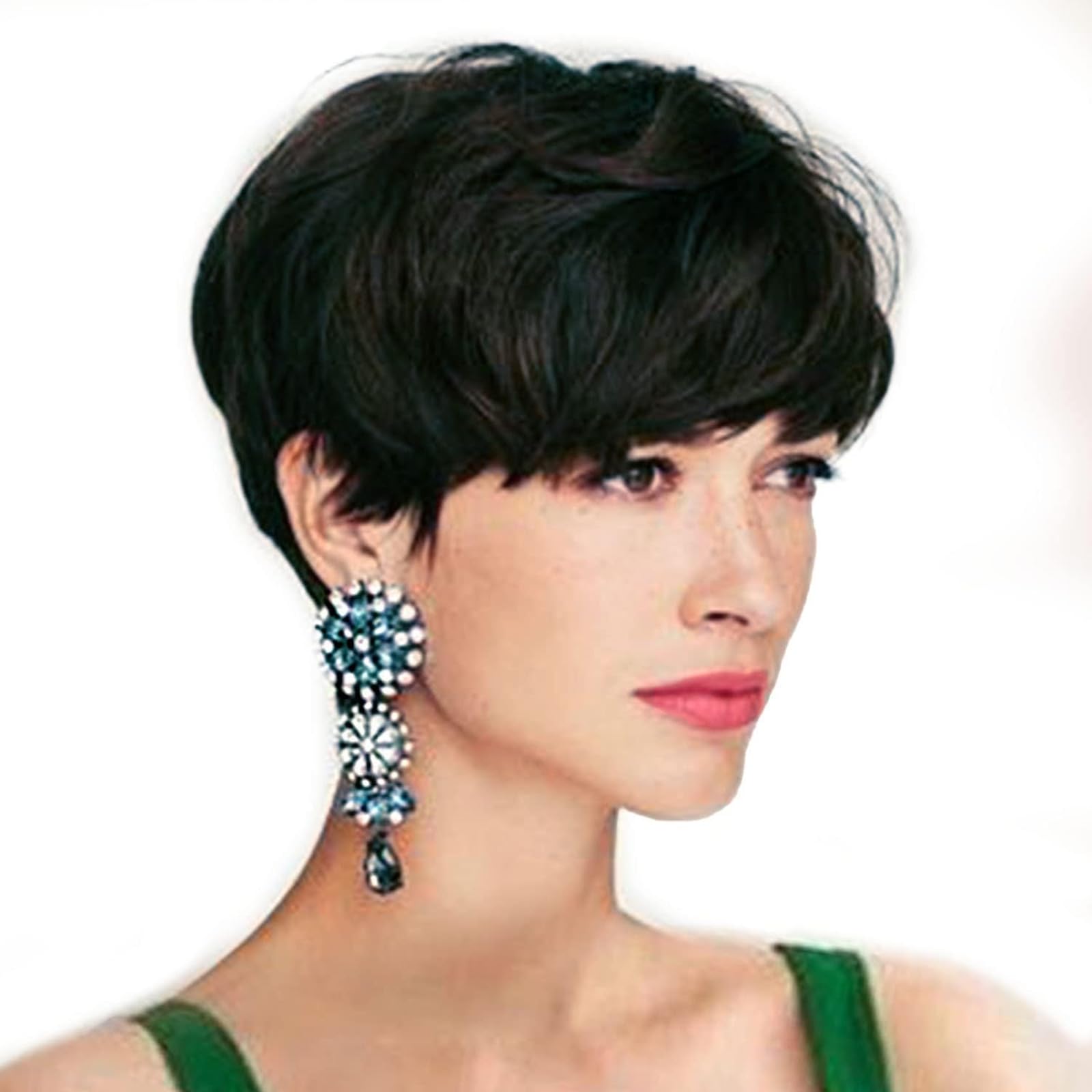 Queentas Short Black Wig for Black Women Short Wigs for Women,Pixie Cut Wigs Synthetic Fiber (Black) — image 1