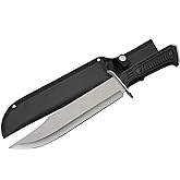 SZCO Supplies 15" Outdoor Survival Silver Tech Bowie Blade Knife, 211515-SL