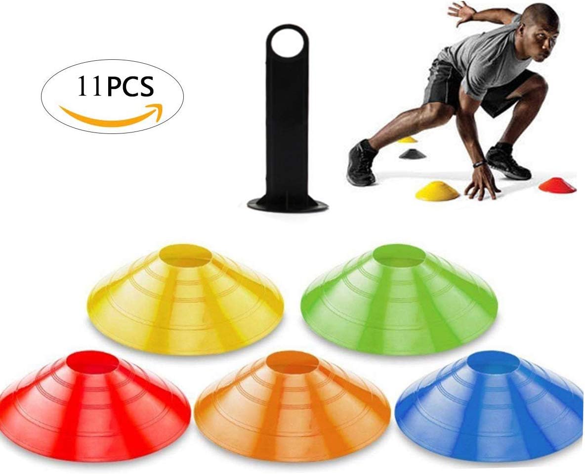 Mengger Conos Entrenamiento, Disco Marcador Entrenamiento Fútbol Juegos Agilidad Seguridad Field Space Marker para Educación Física Deportivo Niños Deportes Marcadores Campo Set de 10 Conos