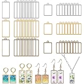 AHANDMAKER 60Pcs Open Bezels for Resin, 2 Sizes Rectangle Open Back Bezel Hollow Frame Pendants Resin Casting Jewelry Molds for Earring Necklaces Bracelets Making Supplies DIY Crafts