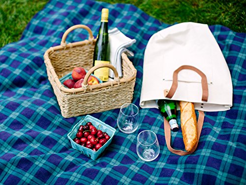Picnic & Outdoor Blanket | Plush and Water-Resistant Outdoor Mat | Perfect for Camping, Beach, Park and Picnics | Marina Green Plaid - Thumbnail 6
