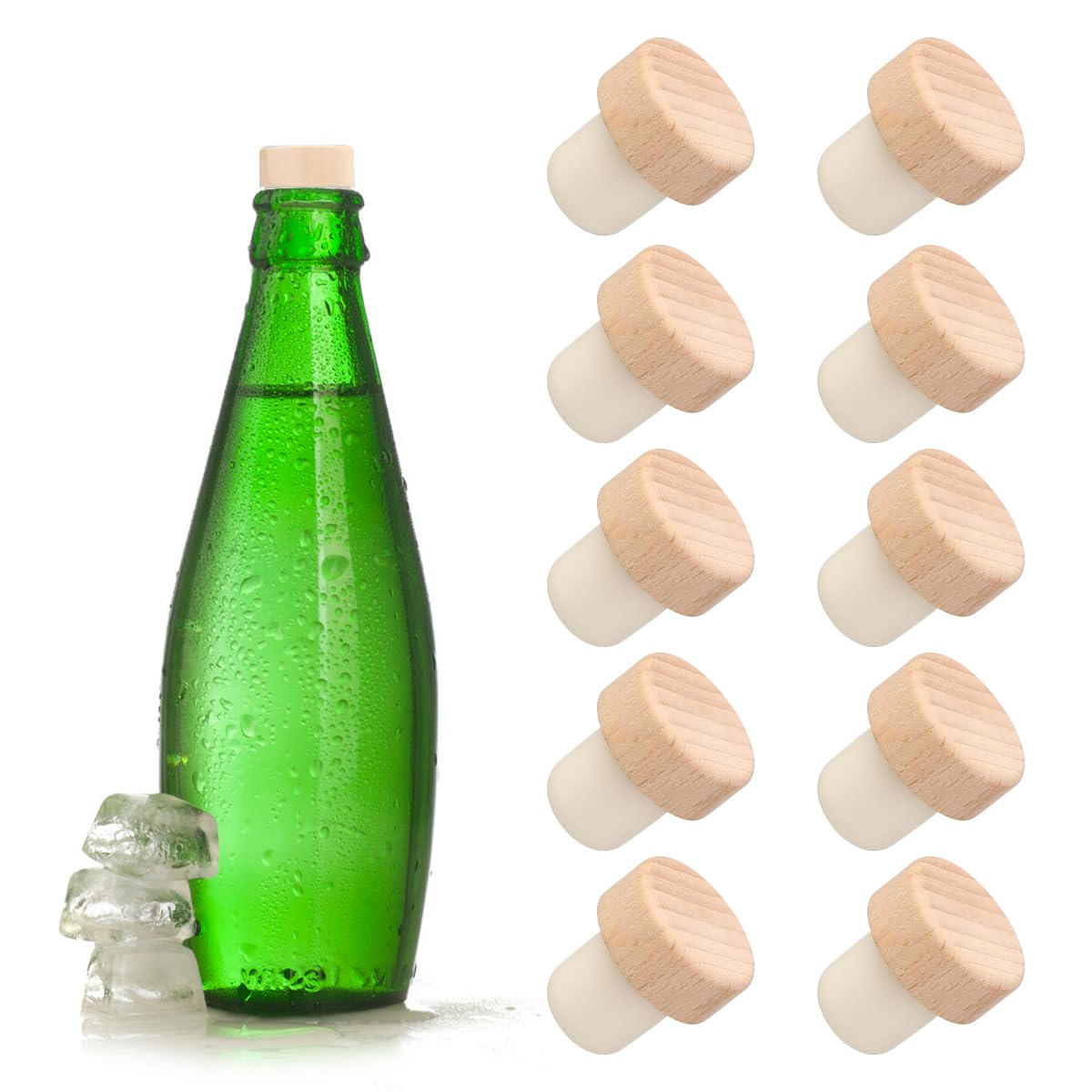DOERDO 10Pcs Wine Bottle Corks T Shaped Cork Plugs Wooden Wine Stoppers Reusable Sealing Plug Bottle Stoppers for Wine Beer Bottles Crafts
