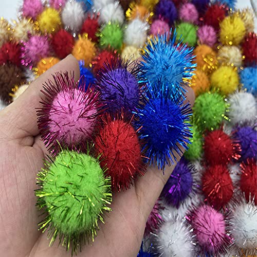 100 Pcs Sparkle Balls, 1.8 Inch Tinsel Sparkle Balls Cat Pet Toy Balls