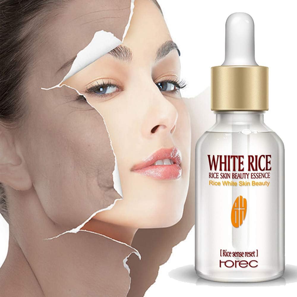 White Rice Skin Nourishing Essence Enzyme concentrate Anti-aging Moisture essence Moisture Whitening Essence Control oil essence for for uneven skin tone,dull yellow and pigmentation skin 15ml (White)