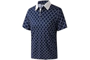 TRUSMOL Golf Shirts for Men Dry Fit Performance Print Short Sleeve Moisture Wicking Golf Polo Shirts