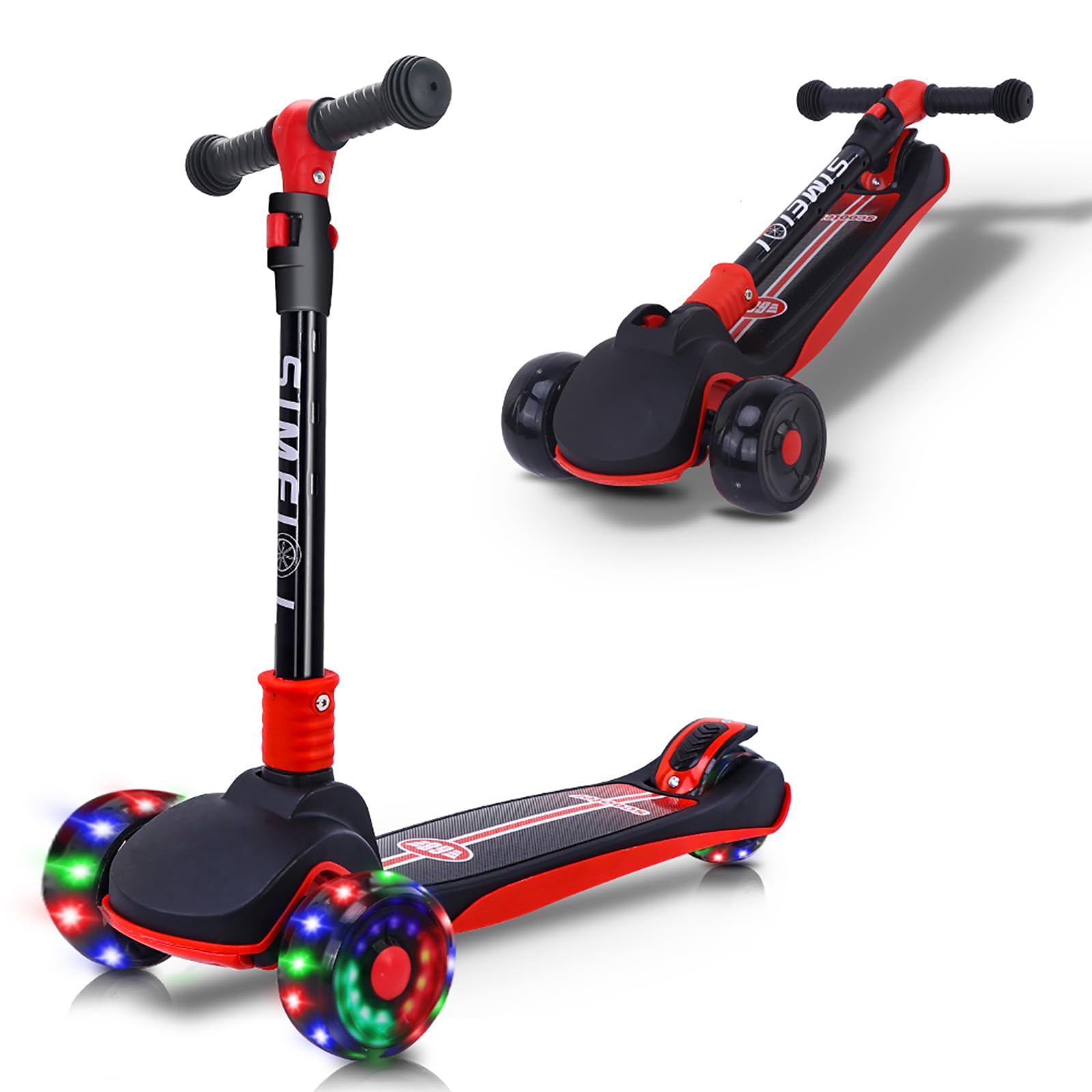 3 Wheels Kids Scooter for Boys Girls Ages 3-8 Years Old with Adjustable Height Flashing LED Lights Folding Kick Scooter
