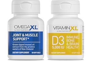 OmegaXL Joint Support Supplement - 60 Softgels & VitaminXL D3 High Potency Daily Vitamin D 5000 IU 125mcg Immune Support Supplement (30 Softgels) - 2 Pack