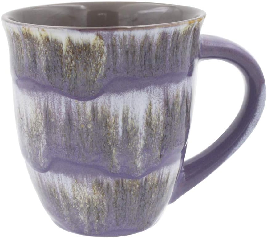 Mug Creative Glazed Ceramic Coffee and Tea Cup with Handle - Gorgeous Artistic Unique Design Coffee Mugs 16 oz (Purple)