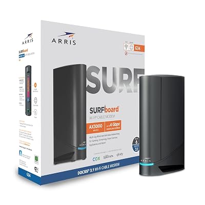 ARRIS (G34) - Cable Modem Router Combo - Fast DOCSIS 3.1 Gigabit WiFi 6 (AX3000), Approved for Comcast Xfinity, Cox, Spectrum & More, 1 Gbps Max Internet Speeds