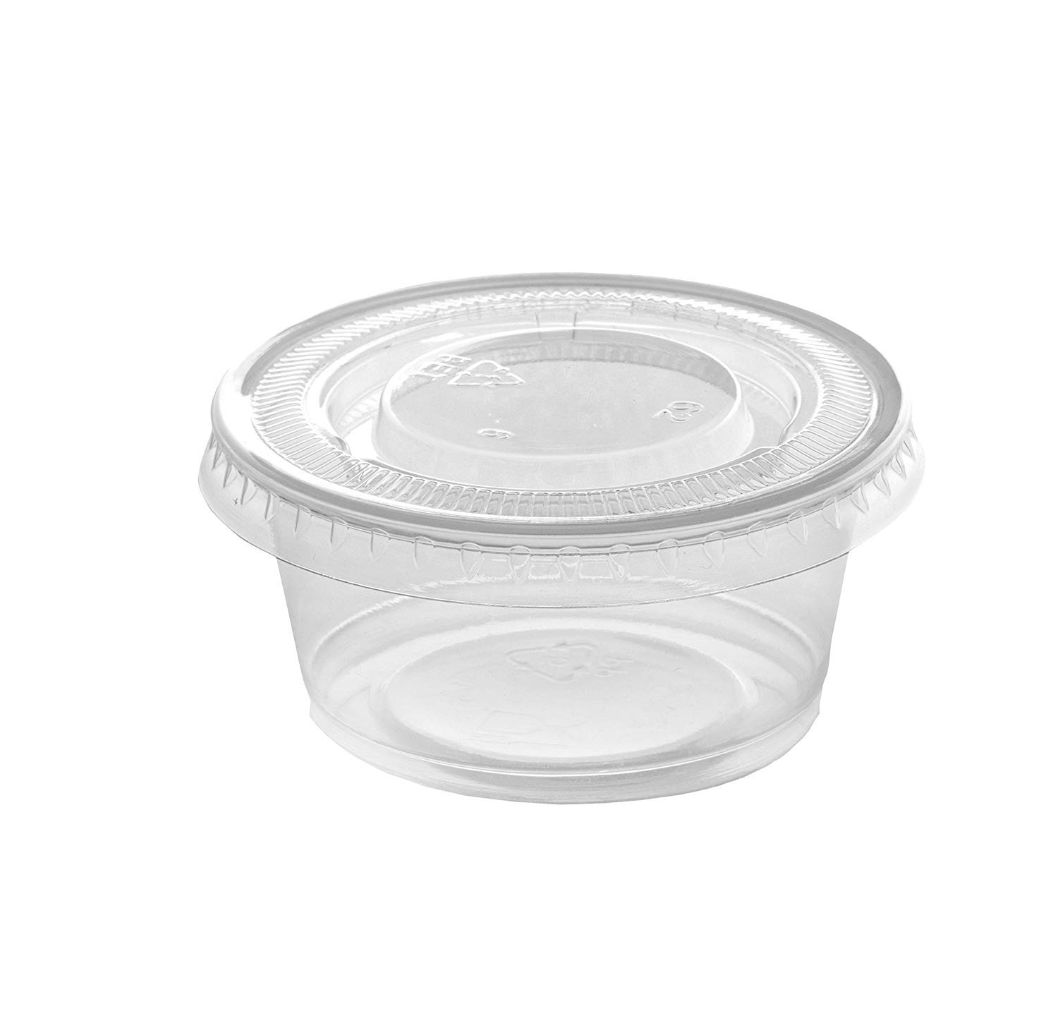 200セット - 2オンス プラスチックポーションカップ 蓋付き スフレカップ ジェロショットカップ 調味料入れ