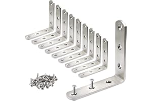 YRDGRG Stainless Steel Corner Bracket - 10 PCS Heavy Duty Right Angle Brackets for Wood Furniture and Metal Joints - 3 x 3 Inch - with Screw