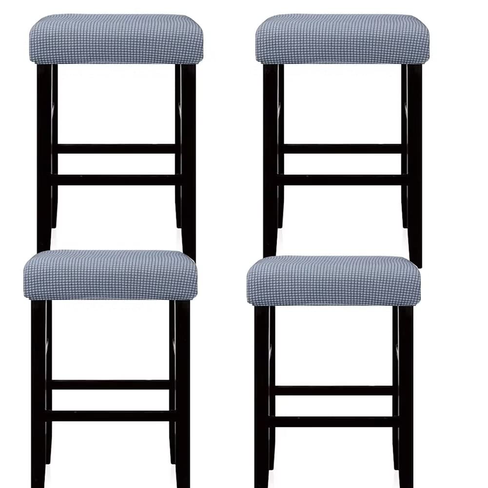 Photo 1 of Stool Covers Rectangle,4 Pack Stretch Rectangle Bar Stool Covers Jacquard Vanity Stool Cover Washable Counter Stool Covers Saddle Seat Cover with Elastic Band for Wooden Metal Bench(Light grey)