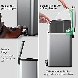 Veelesa Slim Bathroom Trash Can with Lid Soft