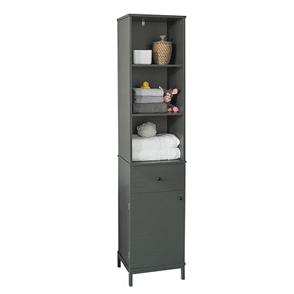 Sobuy Bzr22 Dg Tall Bathroom Storage Cabinet With 3 Shelves 1
