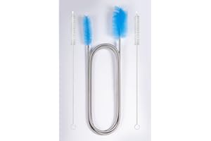 Bozenu Flexible Drain Brush, 66 Inch Long Blue Double Ended Hose Pipe Cleaners and 2 Pcs 8 Inch Straw Cleaner Brush