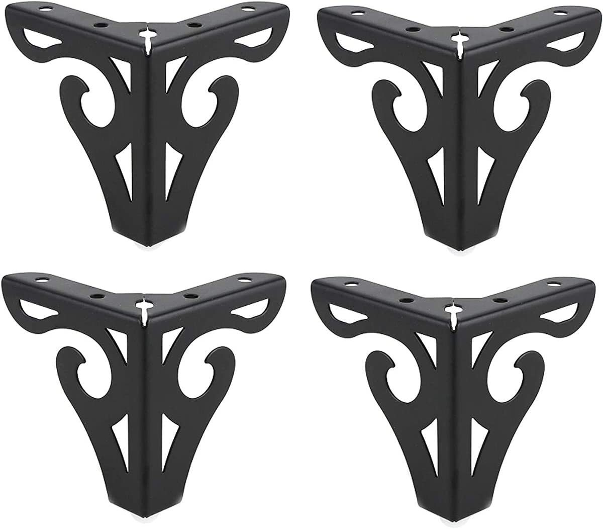 Shiwaki 4pcs 4-Inch Furniture Legs, Modern Style Furniture Metal Sofa Legs Triangle Feet for Table Cabinet Cupboard Couch Chair(Black)