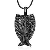 Rstnxnnl Angel Wings Cremation Jewelry Necklaces Stainless Steel Urn Necklaces for Ashes Memorial Keepsake Pendant for Women Men Gifts With Funnel Kit & Bag