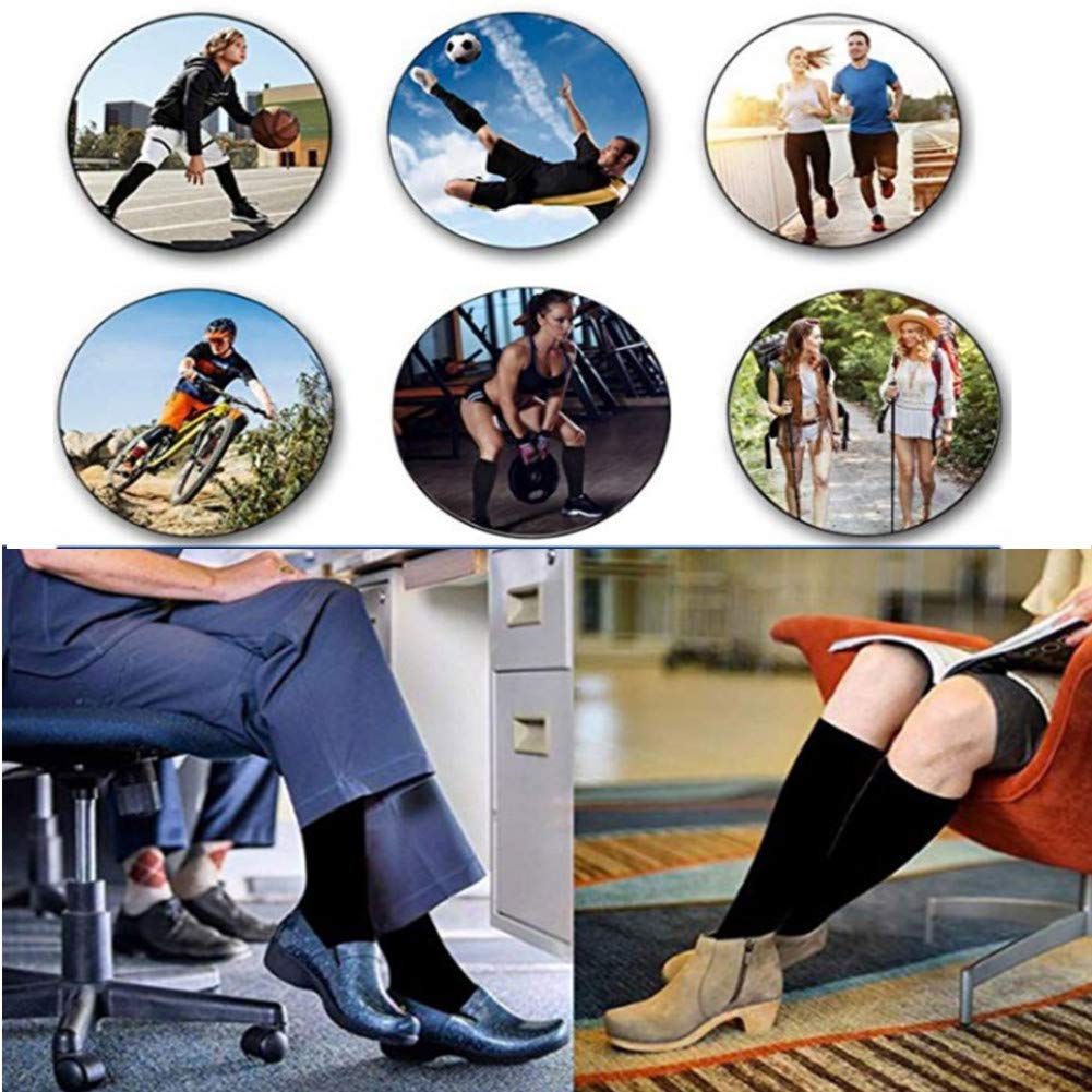 2/3Pairs Compression Socks, 15-25mmHg Medical Sport Nursing Compression Socks for Men Women Marathon Maternity Pregnancy Flight Shin Splints Edema Varicose Veins (B-Black+White+Pink, L/XL)