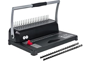 MAKSHEIN Comb Binding Machine, 21-Hole, 450 Sheets Capacity, Punch up to 15 Sheets,Punch Comb Binder Machines for Letter Size A5/A4 Paper with 100pcs 1/4" Binding Spines Double Handles