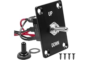 GUETNEU Button Switch Rocker Switch Toggle Switch Self Reset Six Pin Three Position UP/Down Prewired Power Transfer Switch with Mounting Plate,Waterproof Cap.