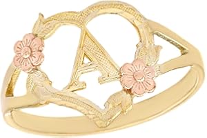 CaliRoseJewelry 10k Gold Initial Alphabet Personalized Heart Ring - Letter A