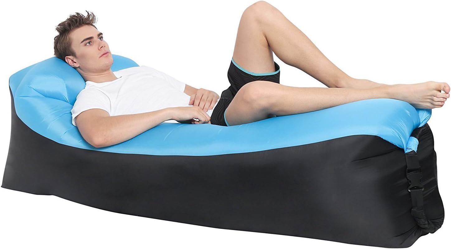 Lougnee Inflatable Lounger Air Sofa Beach Lounge Bed Couch Dream Chair with Carrying Bag for Home Indoor Outdoor Activities