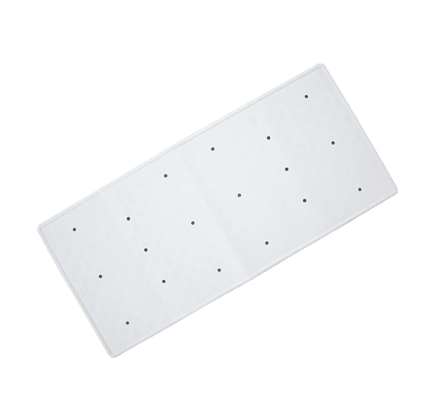 Blue Canyon Nonslip Antibacterial Rubber Bath Mats, Quick Dry Bath Rug with Suction Pads & Drain Holes, Mould Resistant Bathroom Accessory, Durable Bath Rug Runner 34 x 74 cm – White