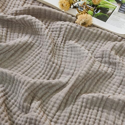EMME Musselin Decke 230x270 Baumwolle Oeko-TEX Melange Braun Kuscheldecke