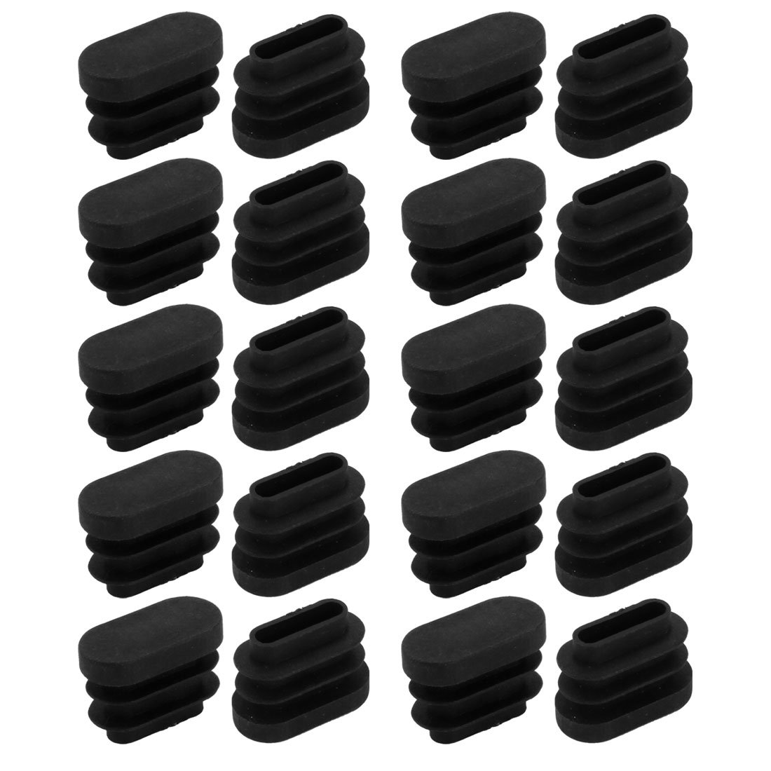 sourcingmap 20pcs Furniture Accessory Desk Chair Oval Leg Tip Cap 20mmx10mmx14.5mm Black