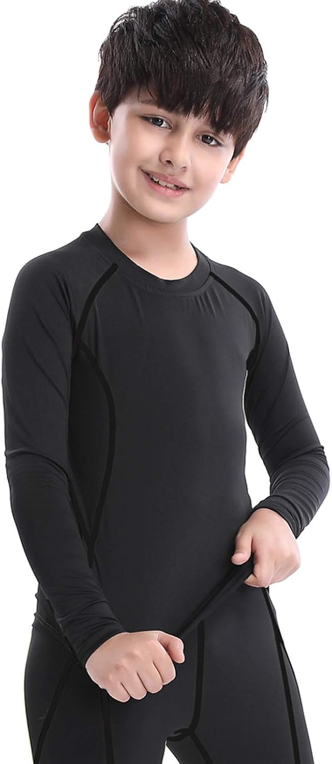 LNJLVI Boys' Youth Long Sleeve Athletic Shirts Compression Base Layer Underwear Running Baseball Soccer T-Shirts: Clothing