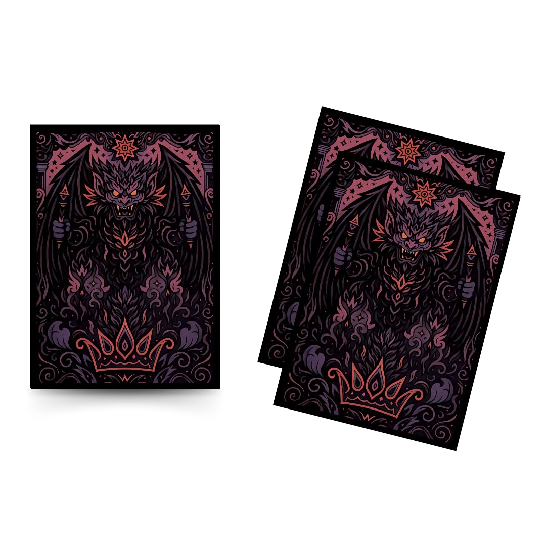 Trading Card Sleeves – 100 Count – Smooth Matte Art Back & Clear Front (66 x 92 mm) – Fits Standard Cards, MTG, Sports & Collector Decks - Crimson Netherlord