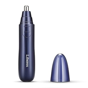 Liberex Nose Hair Trimmer - Painless Ear Facial Hair Removal Clipper for Men Women, Battery-Operated Shaver, Water Resistant Dual Edge Blades Remover, for Also Eyebrow