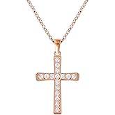 Milreason Gold Cross Necklace for Women Diamond Necklace for Women Sparkling Cubic Zirconia Pendant 18K Gold Plated Cross Pendant Religious Jewelry with Diamond Birthday Gift Christian Gifts for Her