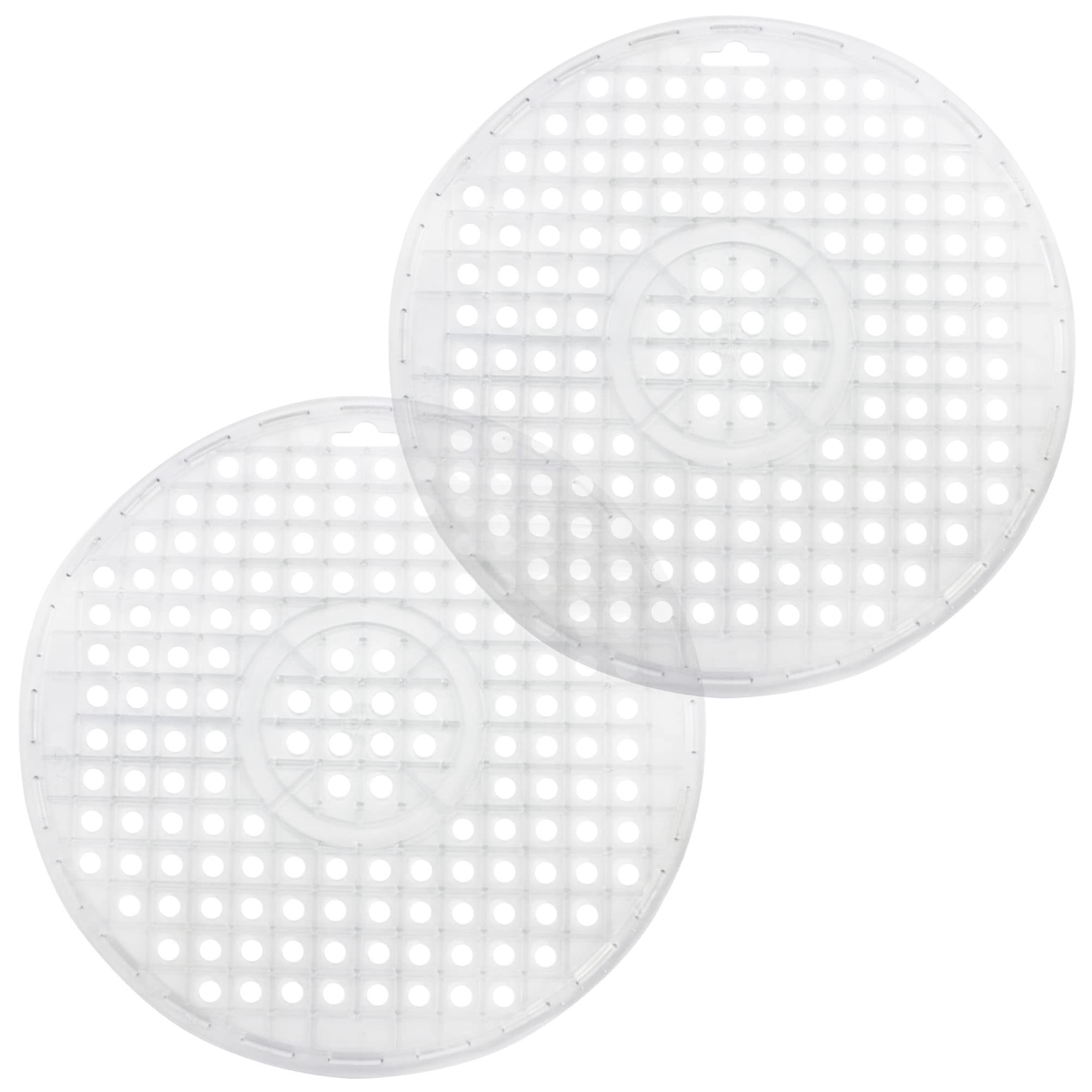 COM-FOUR® 2X Sink Insert - Round Sink mat - Insert for Sink Protects The Surface of The Sink and The Dishes (2 Pieces - Transparent)
