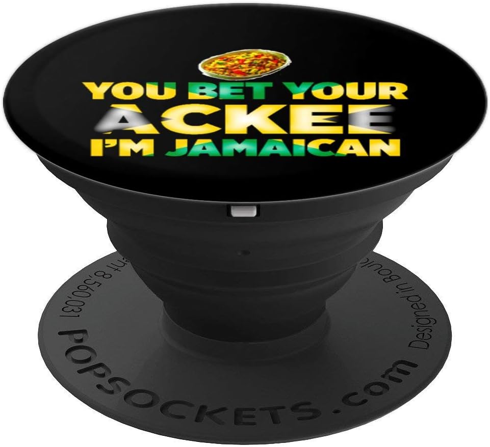 You Bet Your Ackee I'm Jamaican Funny National Food Pun Gift PopSockets Grip and Stand for Phones and Tablets