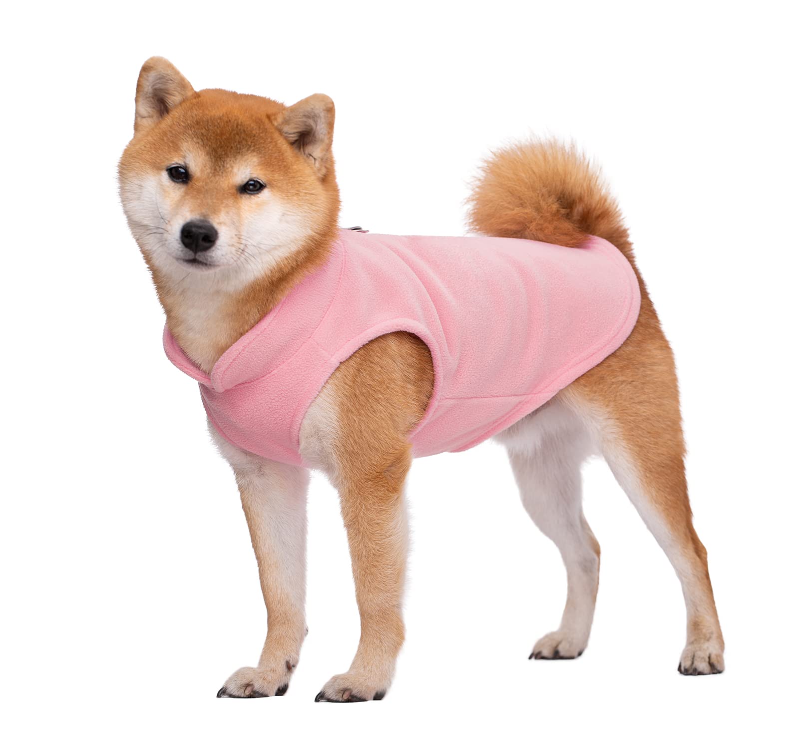 Pet Clothes, Dog Cold Weather Coat Warm Dog Jumpers Soft Fleece Vest Jacket with Leash Ring Costume for Puppy Small Dogs_M(Light Pink)