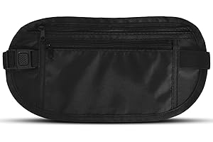 Slim RFID Blocking Anti-Theft Waist Pack, Black Hidden Fanny Pack with Waterproof Nylon & YKK Zippers - for Money ID Cards Pa