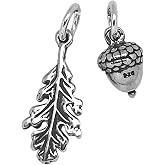 KEVIN N ANNA 925 Sterling Silver Acorn &amp; Oak Leaf Charm Set (Charm Only)