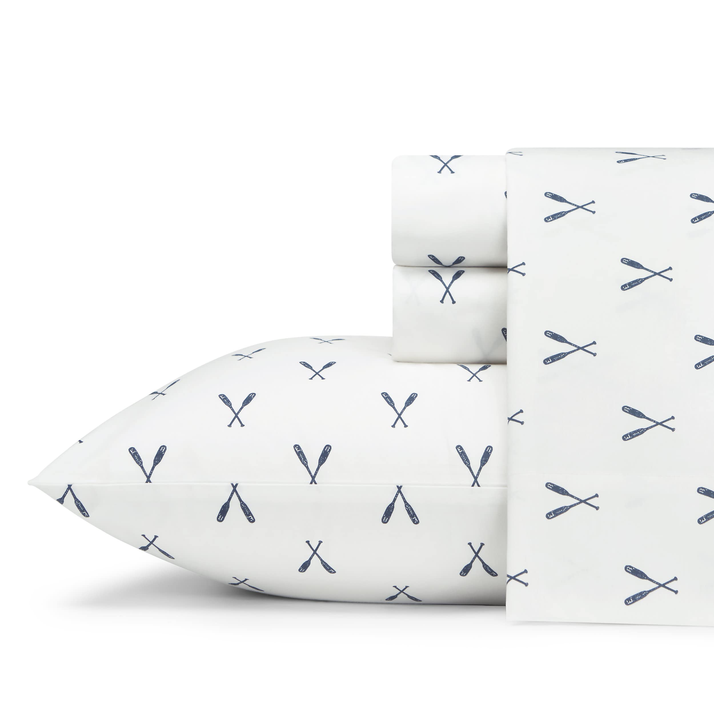 Eddie Bauer - Full Sheets, Cotton Percale Bedding Set, Crisp & Cool Home Decor (Eddies Oar Blue, Full) — image 1