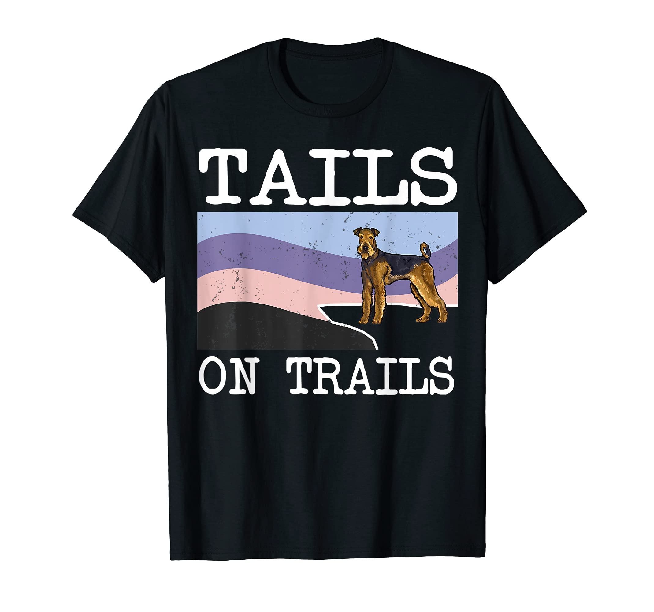 Airedale Terrier Tails On Trails Funny Dog Hiking T-Shirt