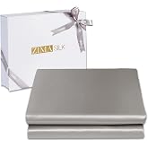 ZIMASILK 19 Momme 100% Mulberry Silk Fitted Sheet | Seamless with Deep Pocket - Soft, Silky &amp; Hypoallergenic for Luxury Sleep ( Queen 60"x80"+16", Gray )